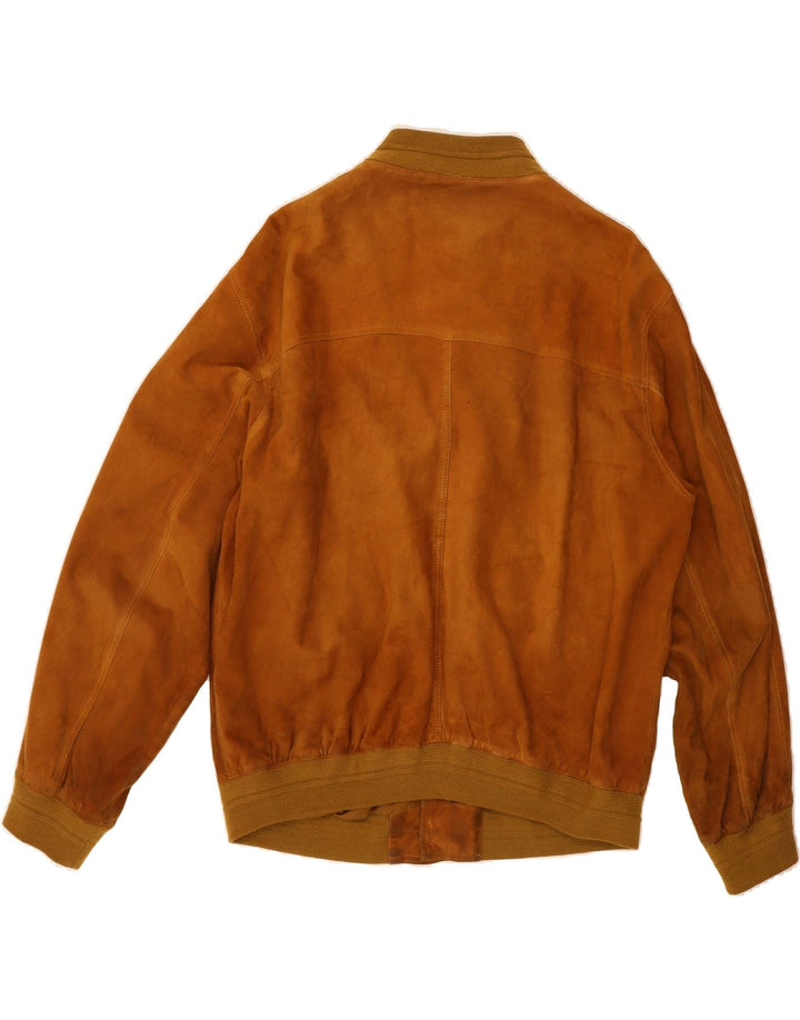 I NAVIGLI Mens Suede Bomber Jacket IT 56 3XL Brown Leather Vintage I NAVIGLI and Second-Hand I NAVIGLI from Messina Hembry 