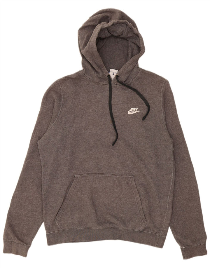 NIKE Mens Hoodie Jumper Small Grey Cotton