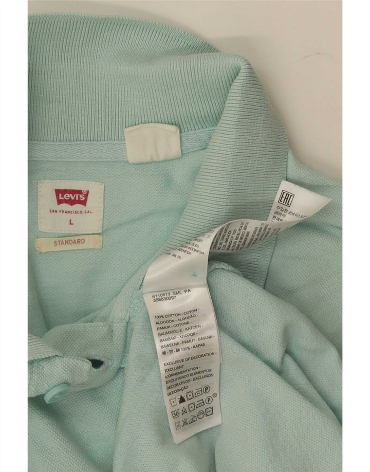 Levi's Mens Standard Polo Shirt Large Turquoise Cotton