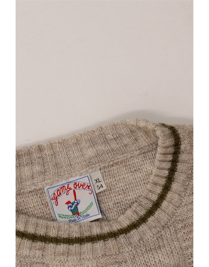 VINTAGE Mens Crew Neck Jumper Sweater XL Grey Argyle/Diamond Vintage Vintage and Second-Hand Vintage from Messina Hembry 