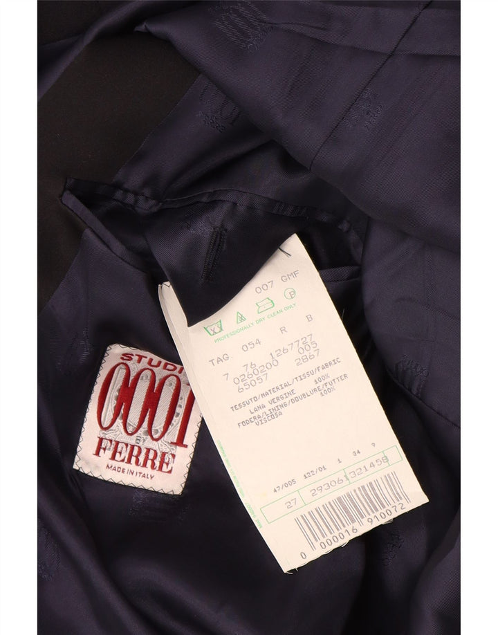 Ferre Mens 1 Button Blazer Jacket IT 54 2XL Navy Blue Virgin Wool