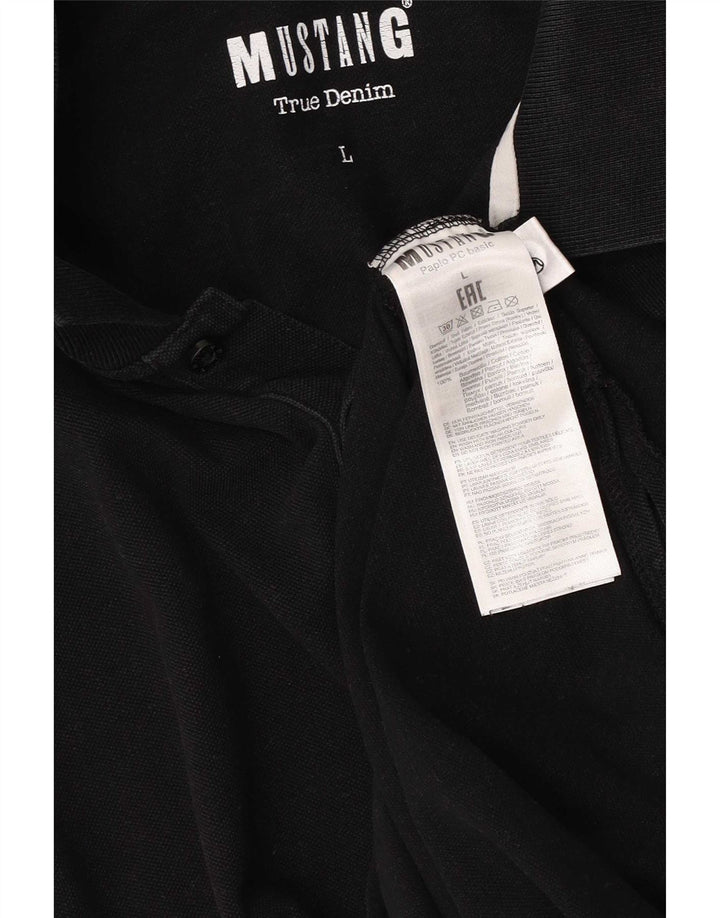 Polo da uomo Mustang grande in cotone nero