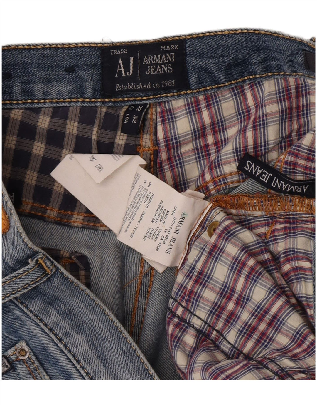 Armani Mens Straight Jeans W32 L28 Blue Cotton