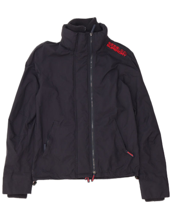 Superdry Mens Rain Jacket UK 36 Small Navy Blue Polyester