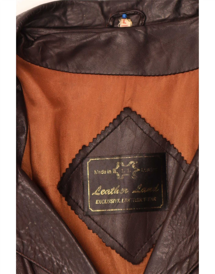 Vintage Womens Leather Coat UK 14 Large Brown