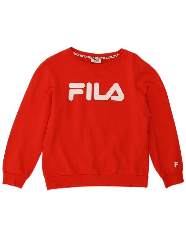 Fila Womens Graphic Relaxed Fit Sweatshirt Jumper UK 10 Small Red Cotton