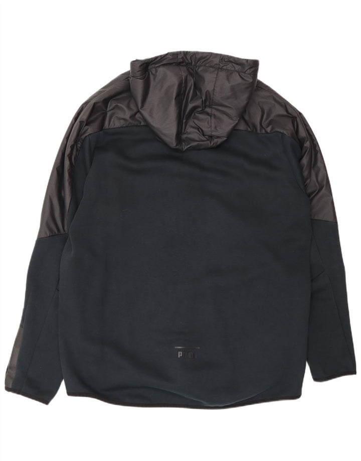 Puma Mens Hooded Tracksuit Top Jacket Large Black Colourblock