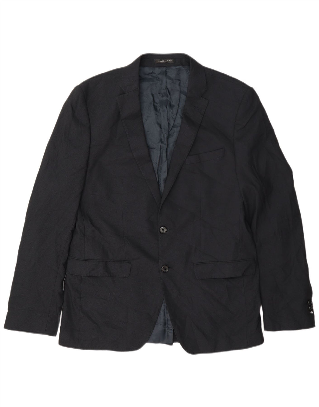 Zara Herre 2-knaps blazerjakke EU 52 Large Navy Blue