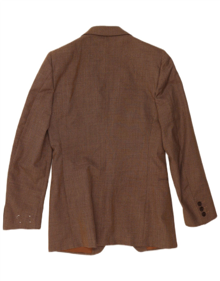 Vintage Hombres 2 Botones Blazer Chaqueta IT 48 Poliéster Marrón Medio