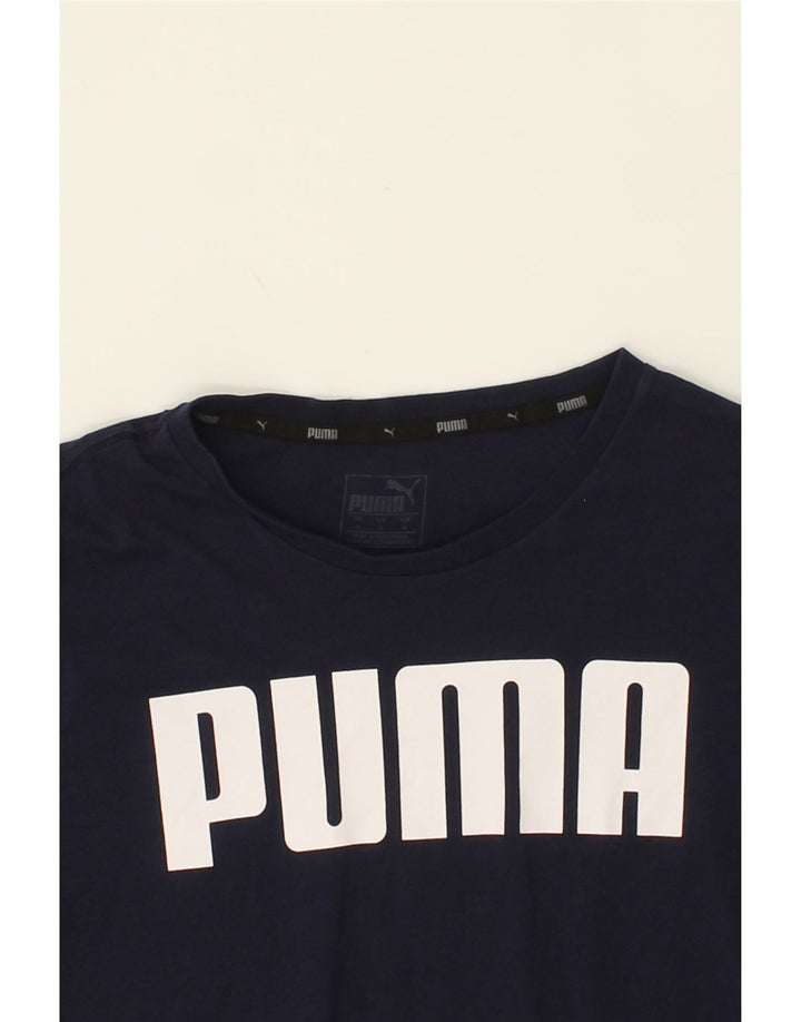 PUMA Mens Graphic T-Shirt Top Medium Navy Blue Cotton Vintage Puma and Second-Hand Puma from Messina Hembry 