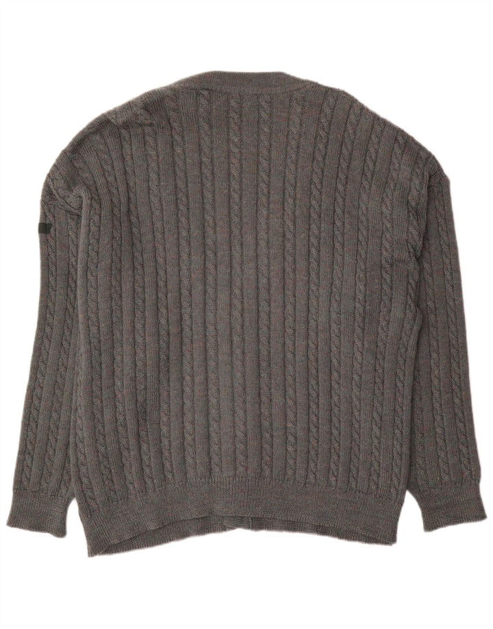 Vintage Mens Cardigan Sweater XL Grey