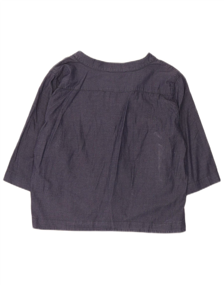 Marella Womens Crop 3/4 Sleeve Pullover Shirt UK 10 Small Navy Blue