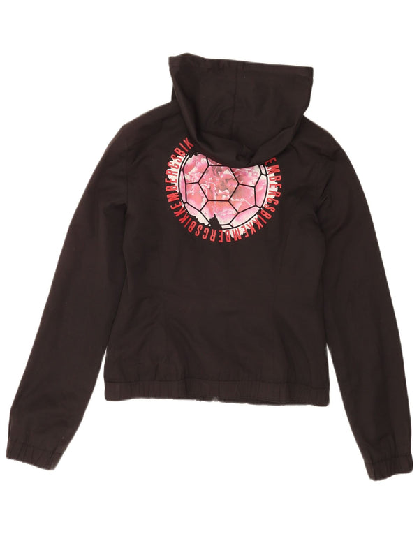 Bikkembergs Womens Graphic Hooded Bomber Jacket UK 6 XS Schwarze Baumwolle