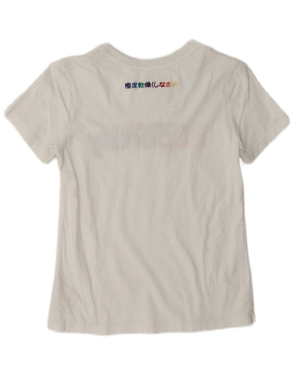 Superdry Damen Grafik-T-Shirt-Oberteil UK 8 Small Weiße Baumwolle