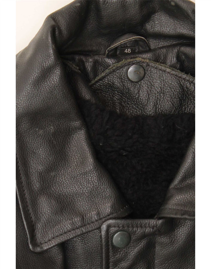 Vintage Mens Shearling Jacket IT 48 Medium Black