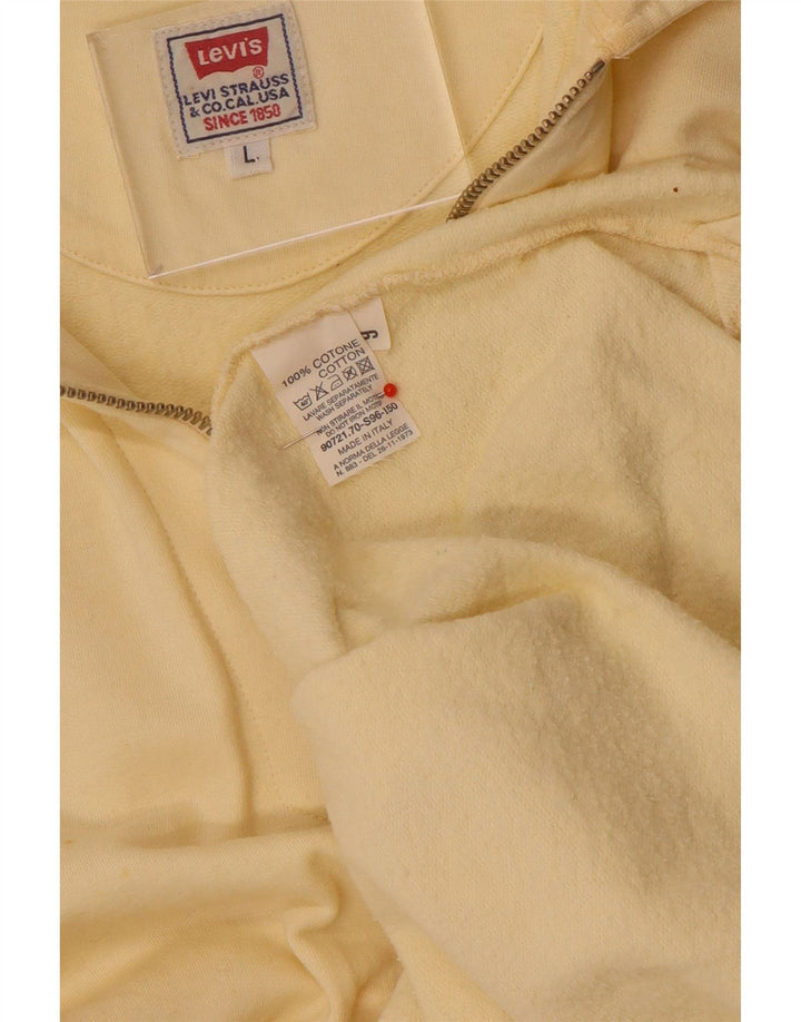 Levi's Mens Polo Neck Sweatshirt Jumper Large Beige Cotton