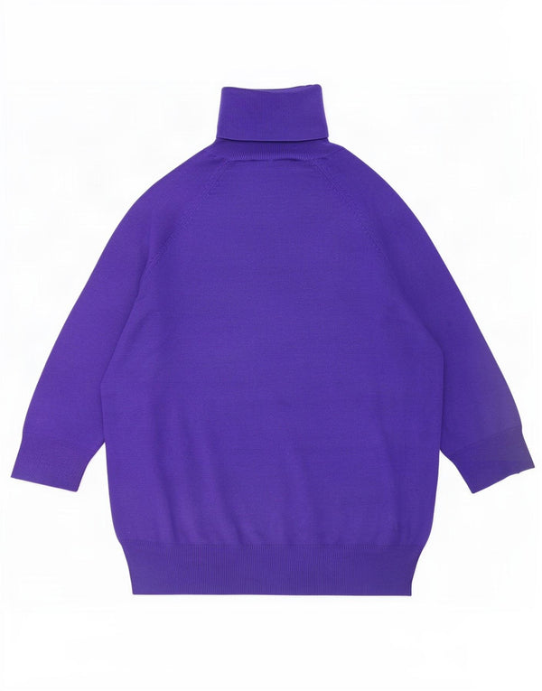 Zara Womens 3/4 Sleeve Roll Neck Jumper Sweater UK 10 Small Purple Viscose