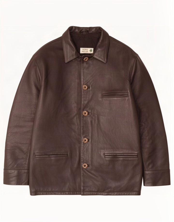 Jaqueta de couro masculina vintage IT 54 2XL preta