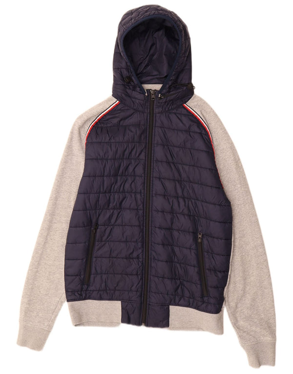 Tommy Hilfiger Chaqueta de chándal con capucha y ajuste vintage para hombre, talla grande, azul marino