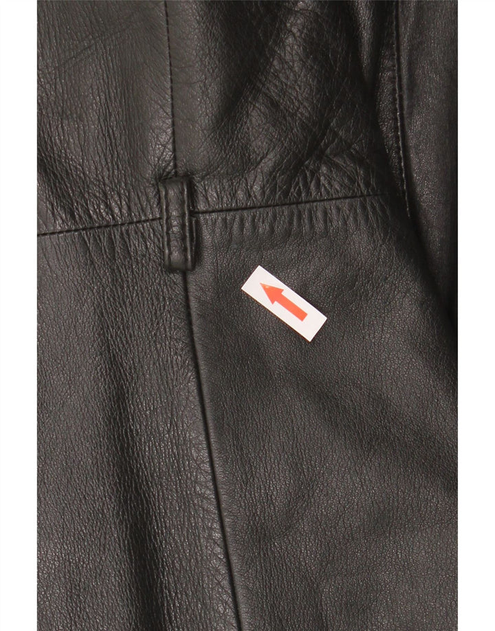 Vintage Womens Leather Coat UK 10 Small Black