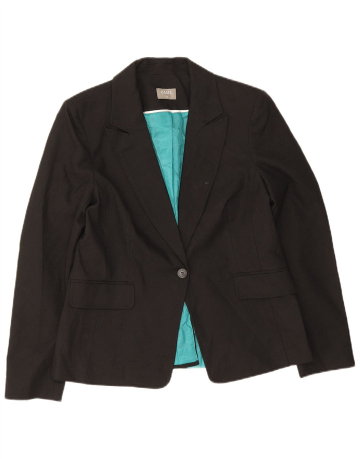 Giacca blazer da donna a 1 bottone Oasis UK 12 poliestere nero medio