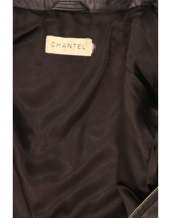 Vintage Γυναικείο Δερμάτινο Μπουφάν UK 12 Medium Μαύρο