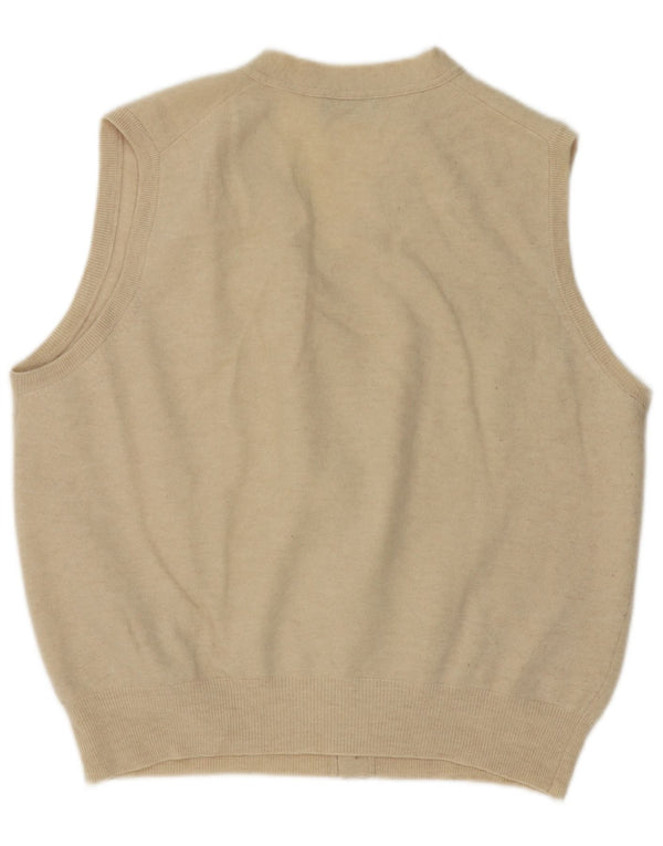 Boggi Maglione cardigan senza maniche da uomo XL Beige Lana vergine