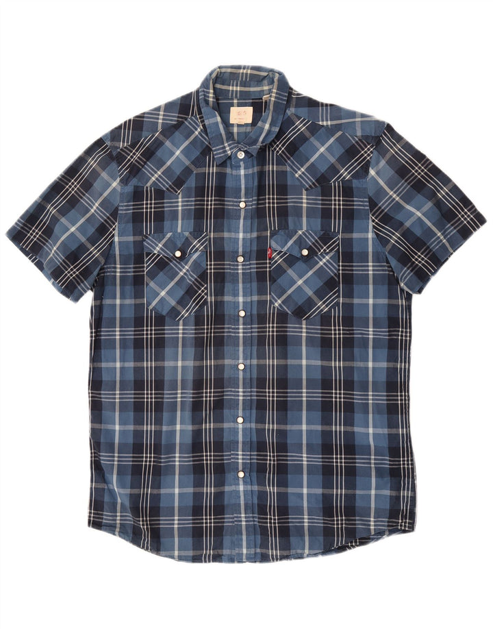 Levi's Chemise à Manches Courtes Homme Bleu Carreaux Coton