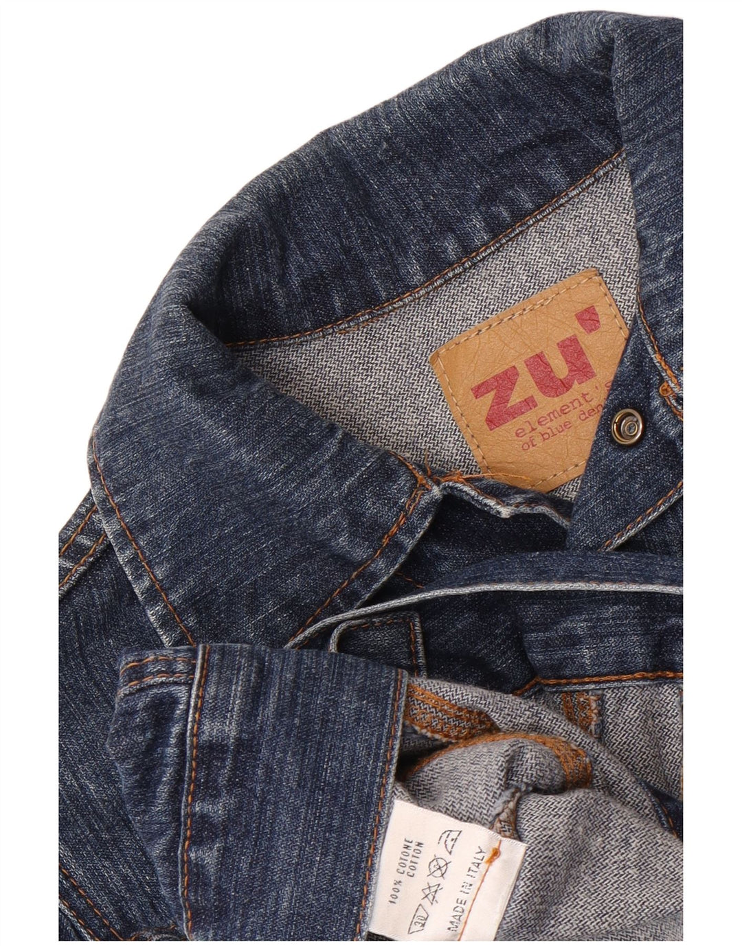 Zu Elements Womens Crop Denim Jacket IT 40 Small Blue Cotton