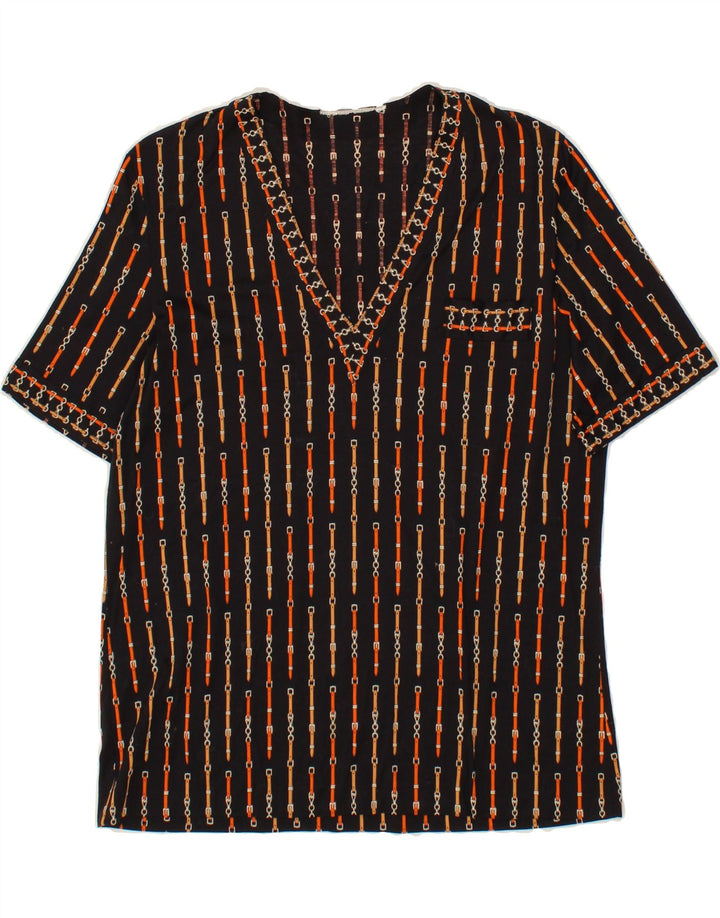VINTAGE Womens Blouse Top UK 14 Large Black Striped Vintage Vintage and Second-Hand Vintage from Messina Hembry 