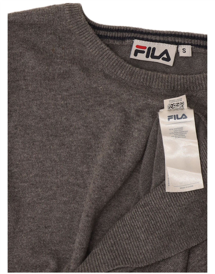 Fila Mens Boat Neck Jumper Sweater Small Grey Cotton