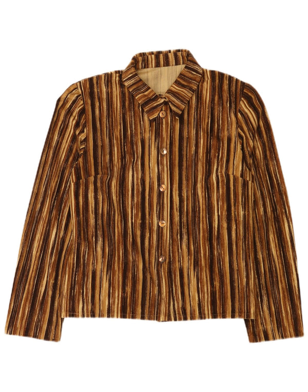 Vintage Womens Shirt UK 12 Medium Brown Striped