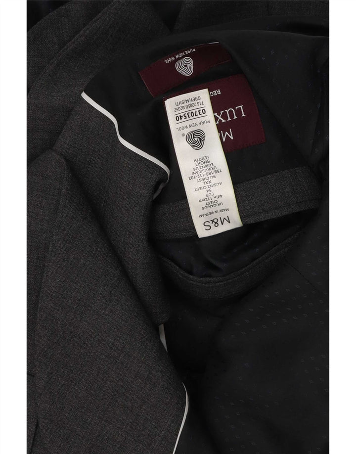 Jaqueta blazer masculina de 2 botões Marks & Spencer tamanho 44 2XL cinza nova lã