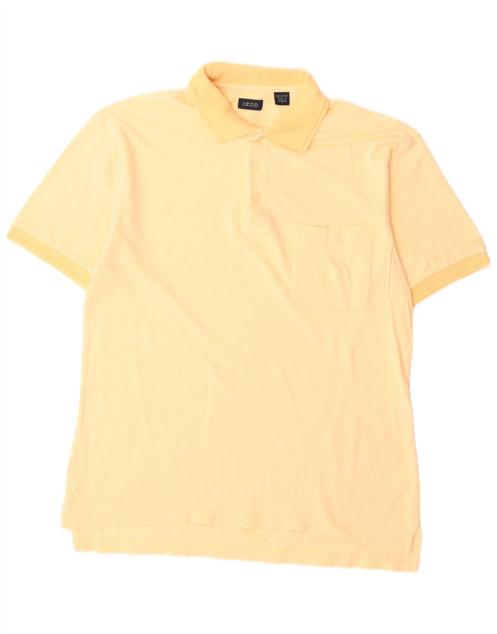 Izod Mens Polo Shirt Large Yellow Cotton