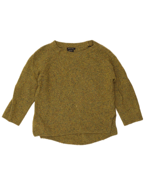 Sweter damski Massimo Dutti z dekoltem w łódkę, UK 10, mały, khaki, nakrapiany