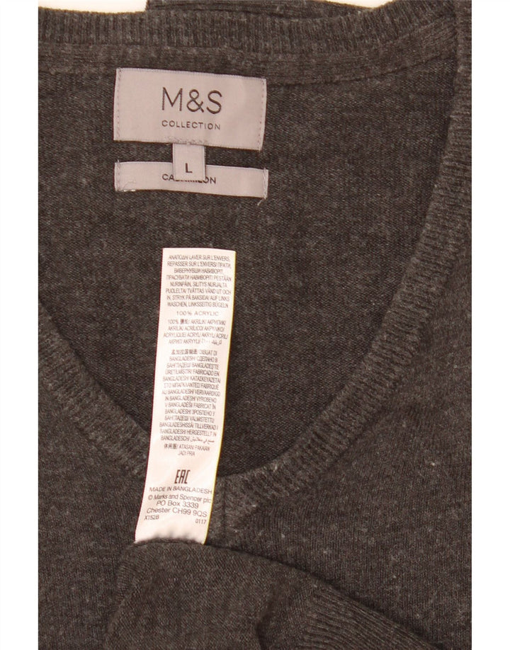 Marks & Spencer Herre V-hals sweater Stor Grå Akryl