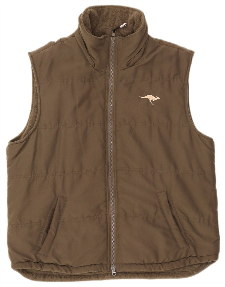 Gilet imbottito da donna Kangaroos UK 16 grande poliestere kaki