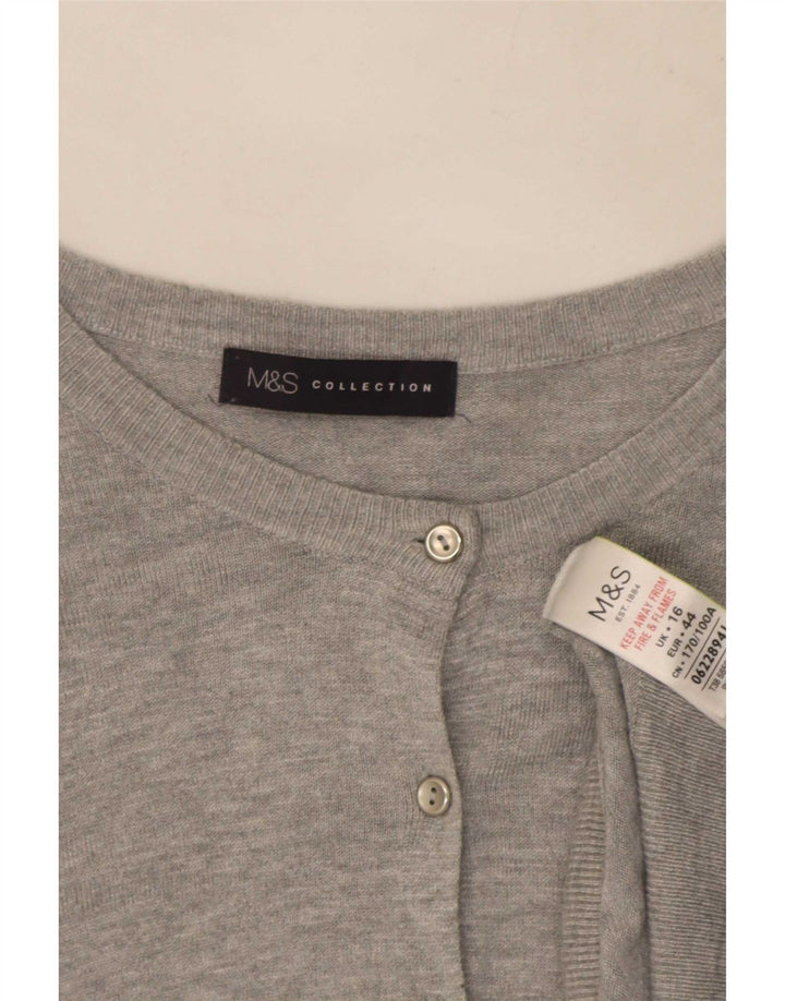Marks & Spencer Womens Cardigan Sweater UK 16 Large Grey Viscose