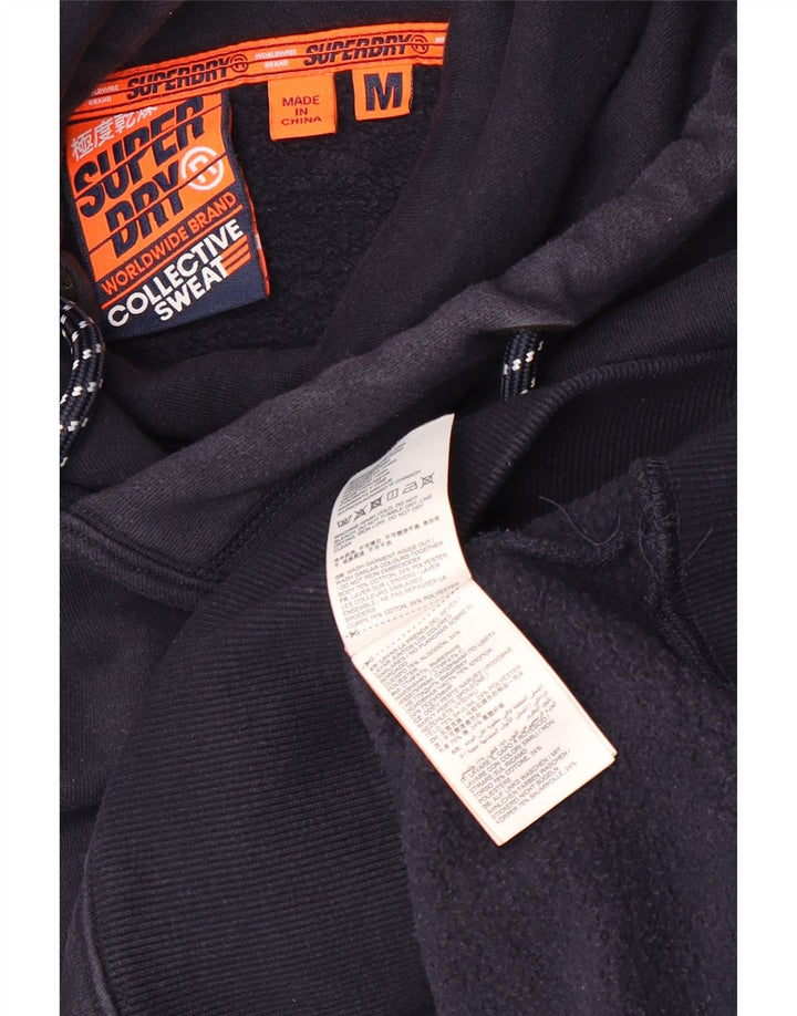 SUPERDRY Mens Hoodie Jumper Medium Navy Blue Cotton