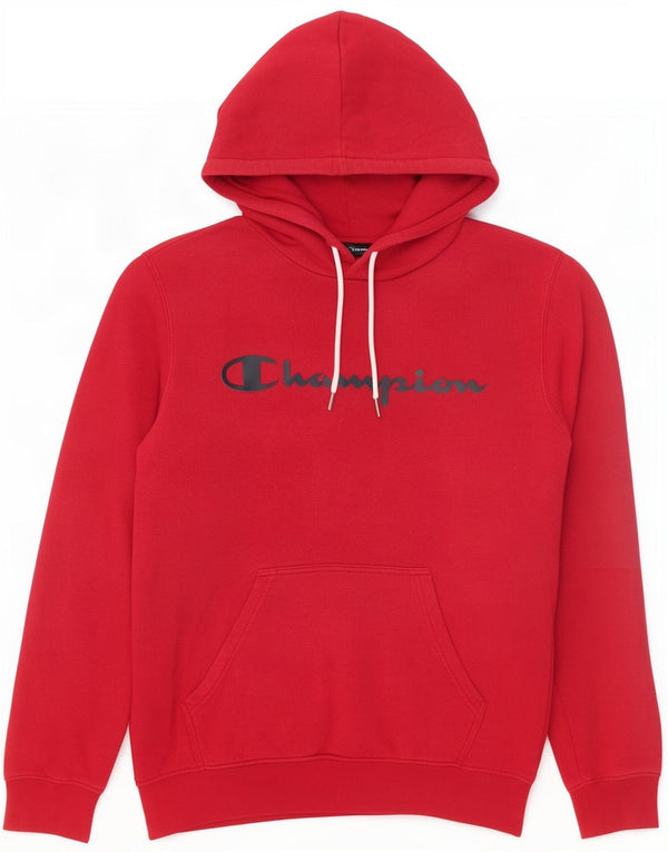 Maglione con cappuccio grafico da uomo Champion in cotone rosso medio