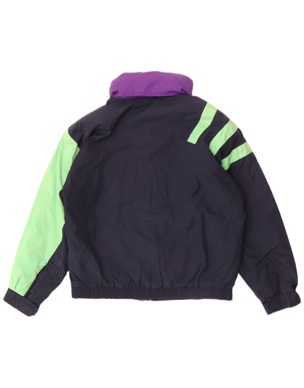 Fila Mens Hooded Ski Jacket IT 50 Large Navy Blue Colourblock Polyester