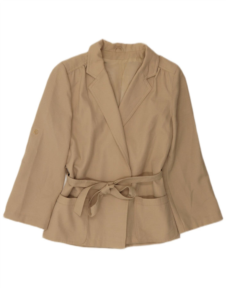 Veste Blazer Femme Vintage UK 14 Polyester Beige Moyen