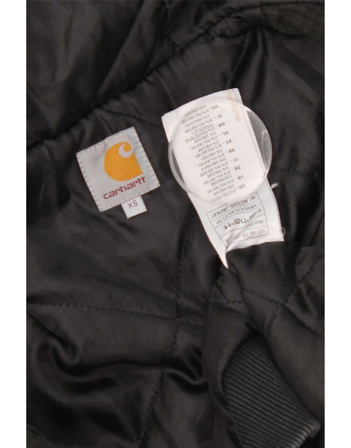 Carhartt Womens Hooded Bomber Jacket UK 6 XS Black Check Polyester