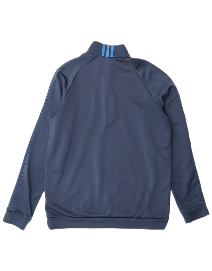 Adidas Mens Climalite Zip Neck Pullover Tracksuit Top Medium Blue Polyester