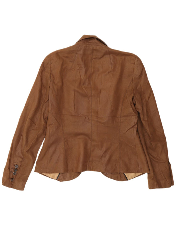 Zara Dame 1 Knap Blazer Jacket UK 14 Stor Brun Polyester