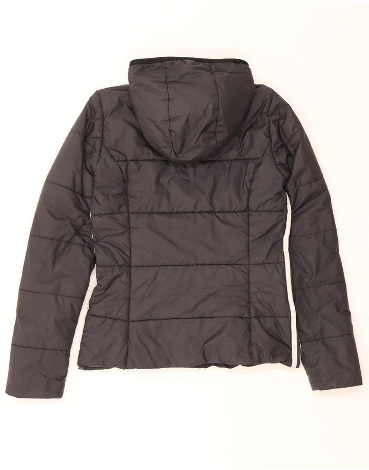 ADIDAS Womens Hooded Padded Jacket UK 8 Small Black Polyester