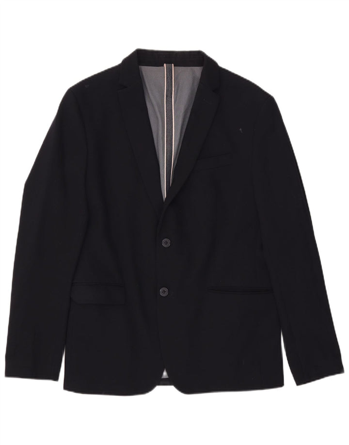 Zara Mens 2 Button Blazer Jacket IT 54 2XL Navy Blue