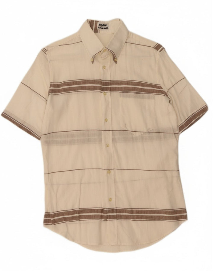 MANUEL RITZ PIPO Mens Shirt Size 39 15 1/2 Medium Off White Striped