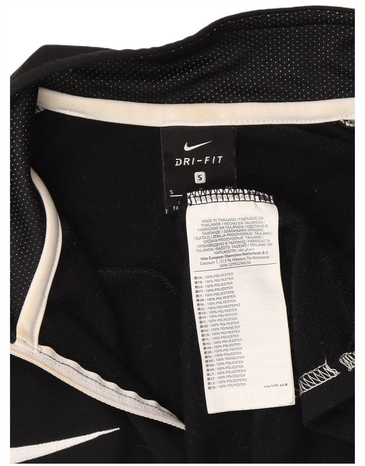 NIKE Mens Dri Fit Zip Neck Pullover Tracksuit Top Small Black Colourblock