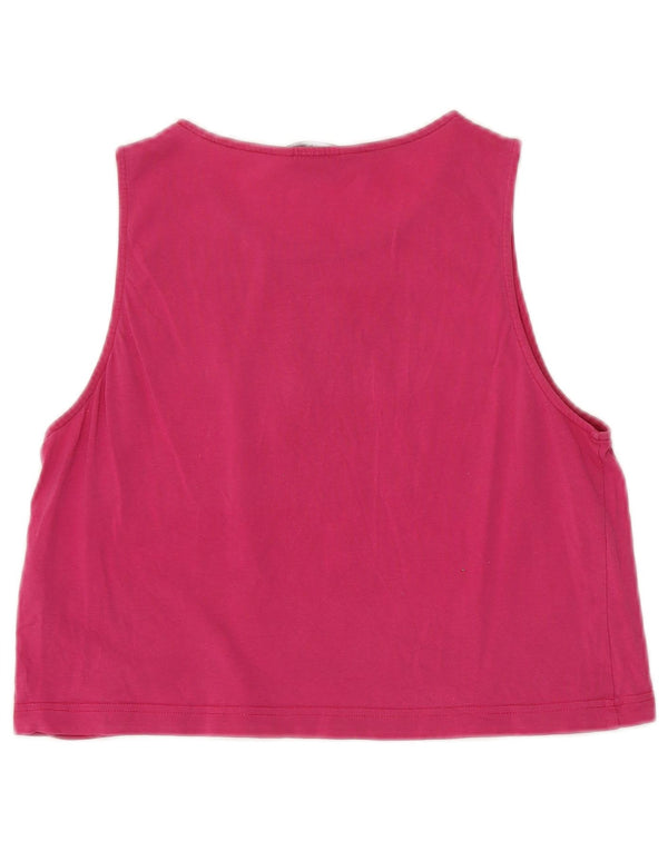 Calvin Klein Jeans Damen Crop Graphic Vest Top UK 12 Mittelrosa Baumwolle